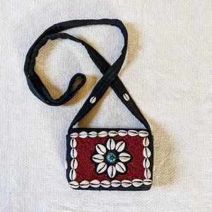 Vintage Hippie Boho Bead & Shell Crossbody Bag